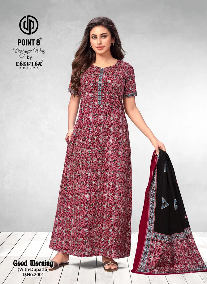 Good Morning Vol 2 By Deeptex Cotton Printed Night Wear Nighty With Dupatta Exporters In India